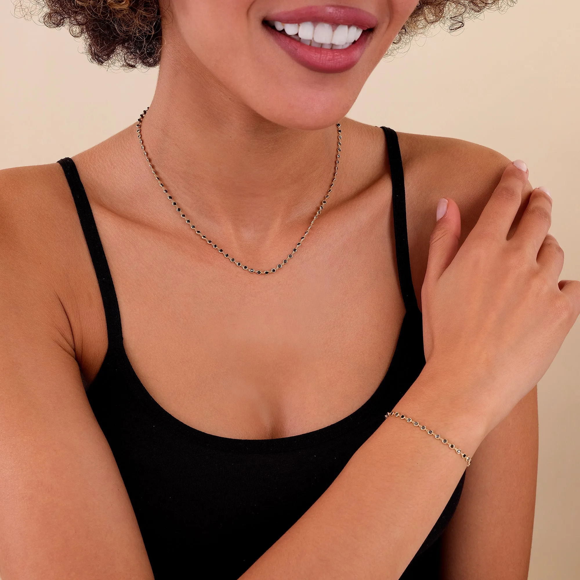 Black Diamond Tennis Necklace, Petra SARAHELISE