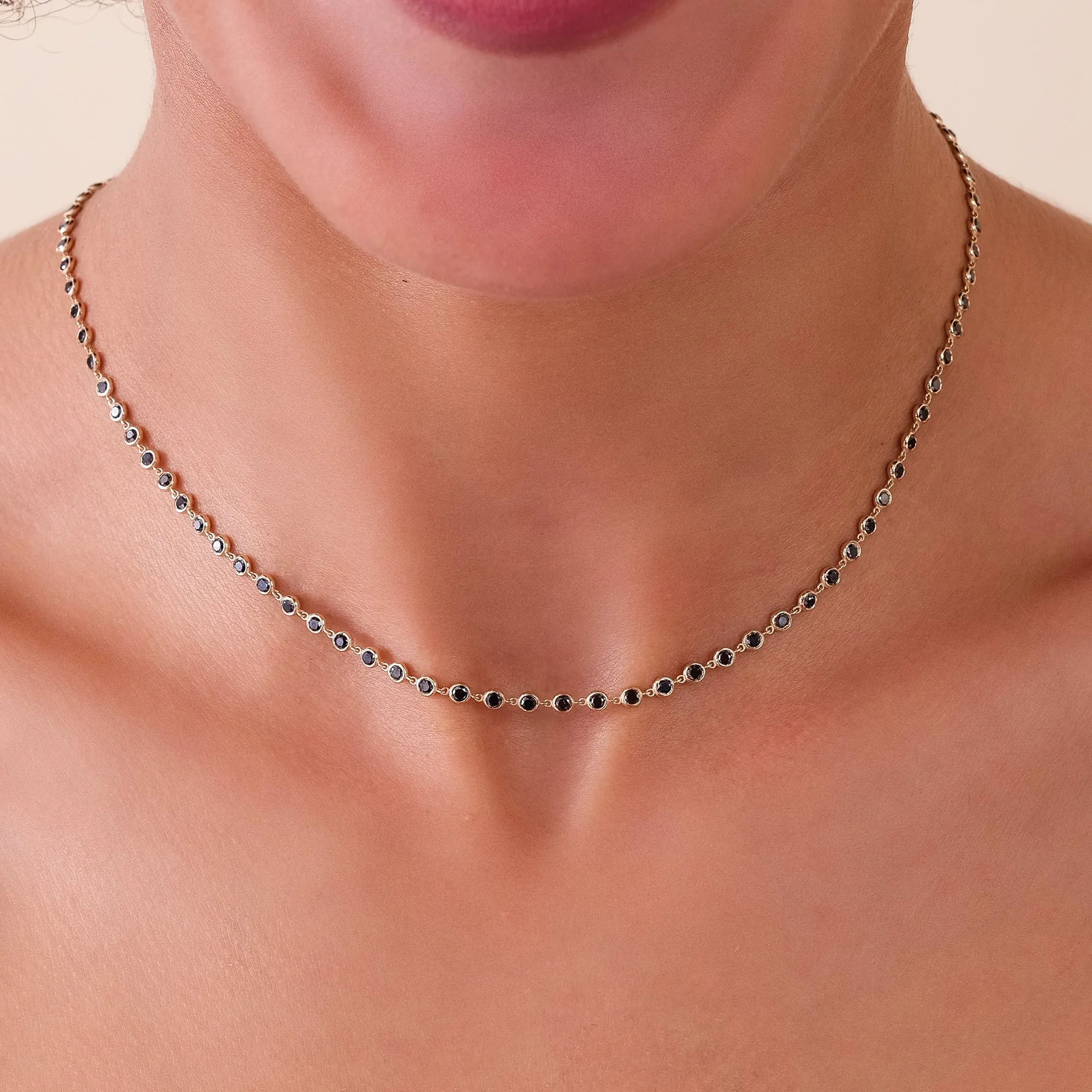 Black Diamond Tennis Necklace, Petra SARAHELISE