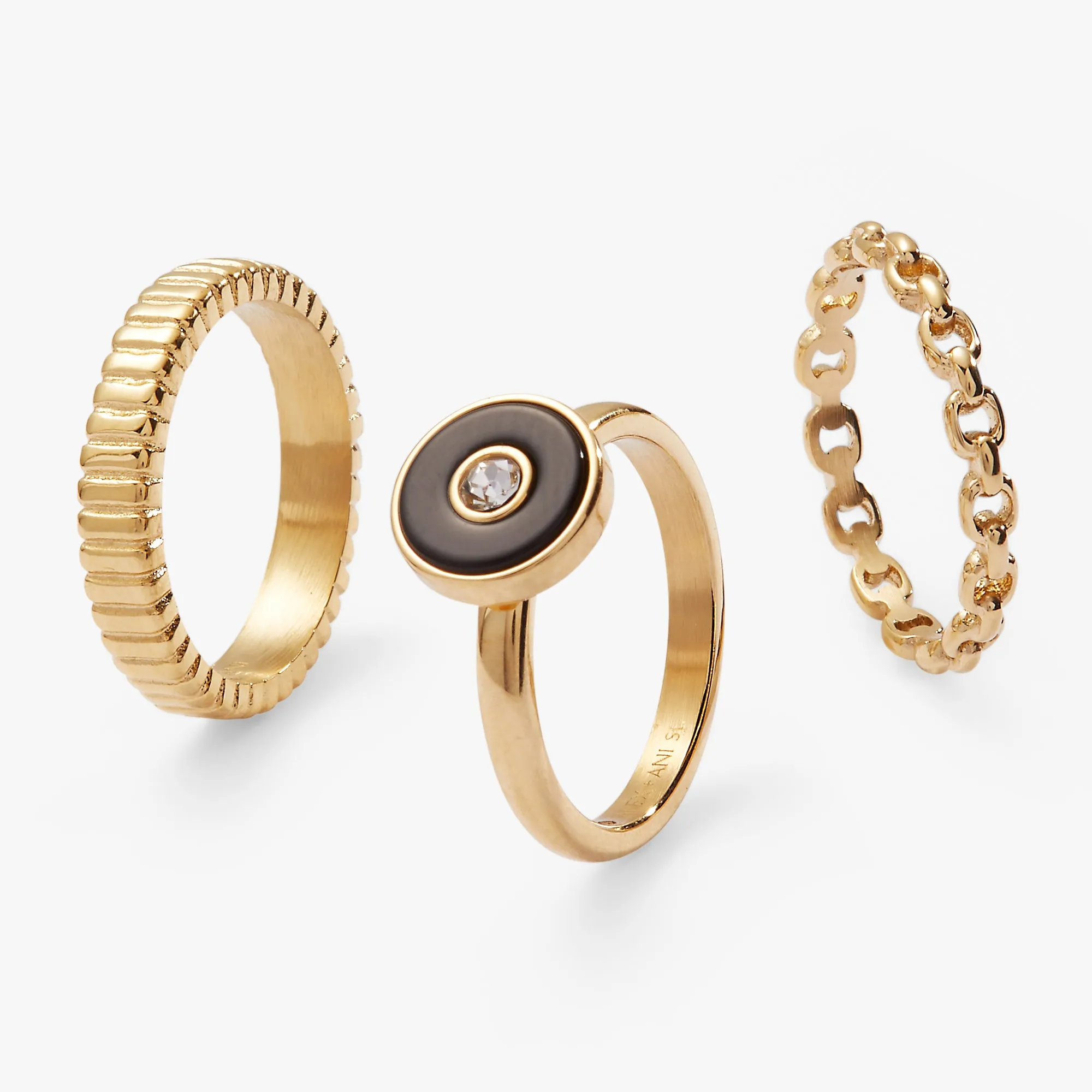 Black Onyx Textured Statement Ring Set