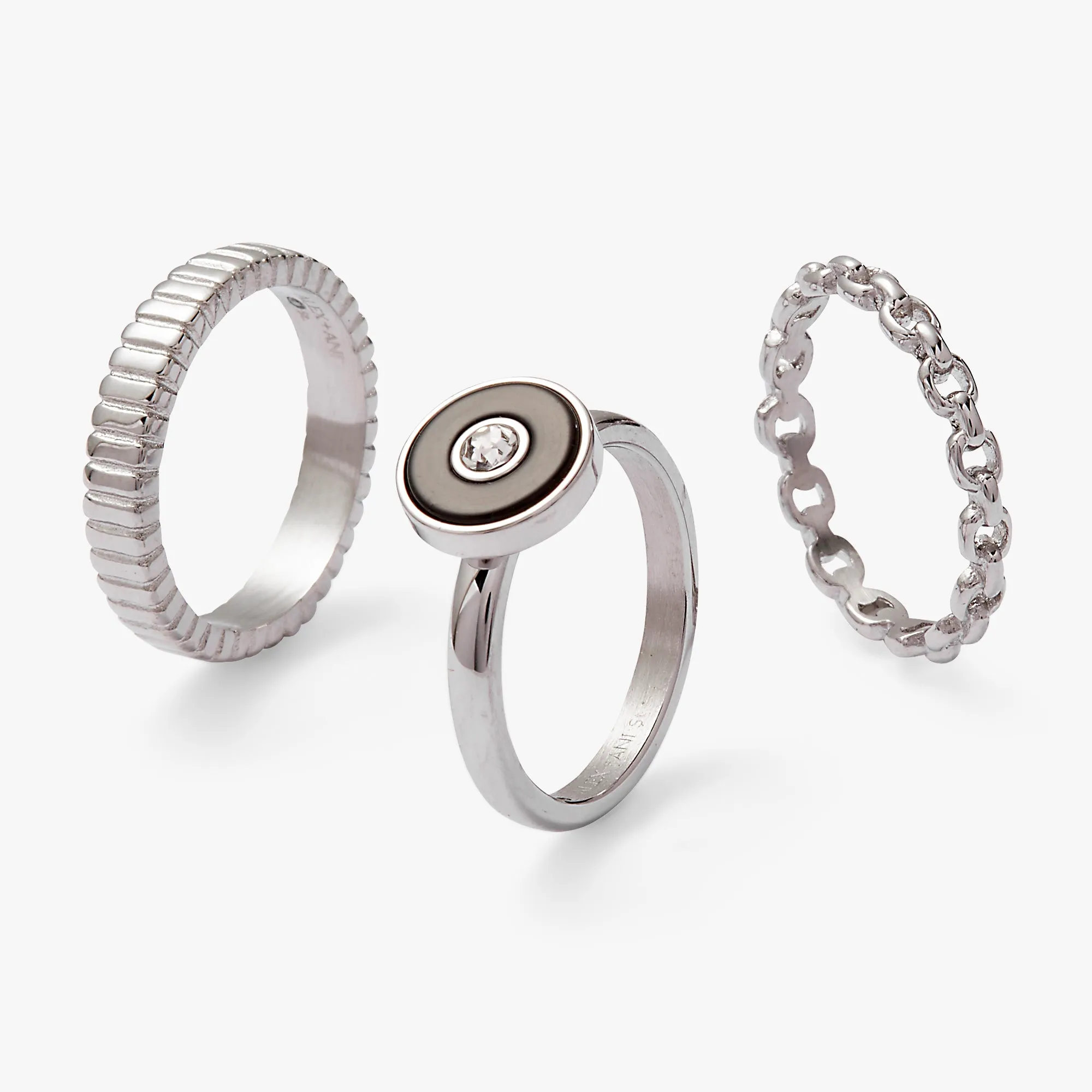 Black Onyx Textured Statement Ring Set