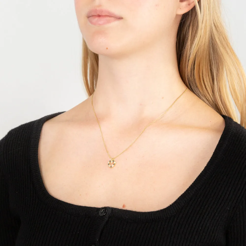 Blue and White Zirconia Heart Pendant in 9ct Yellow Gold Shiels