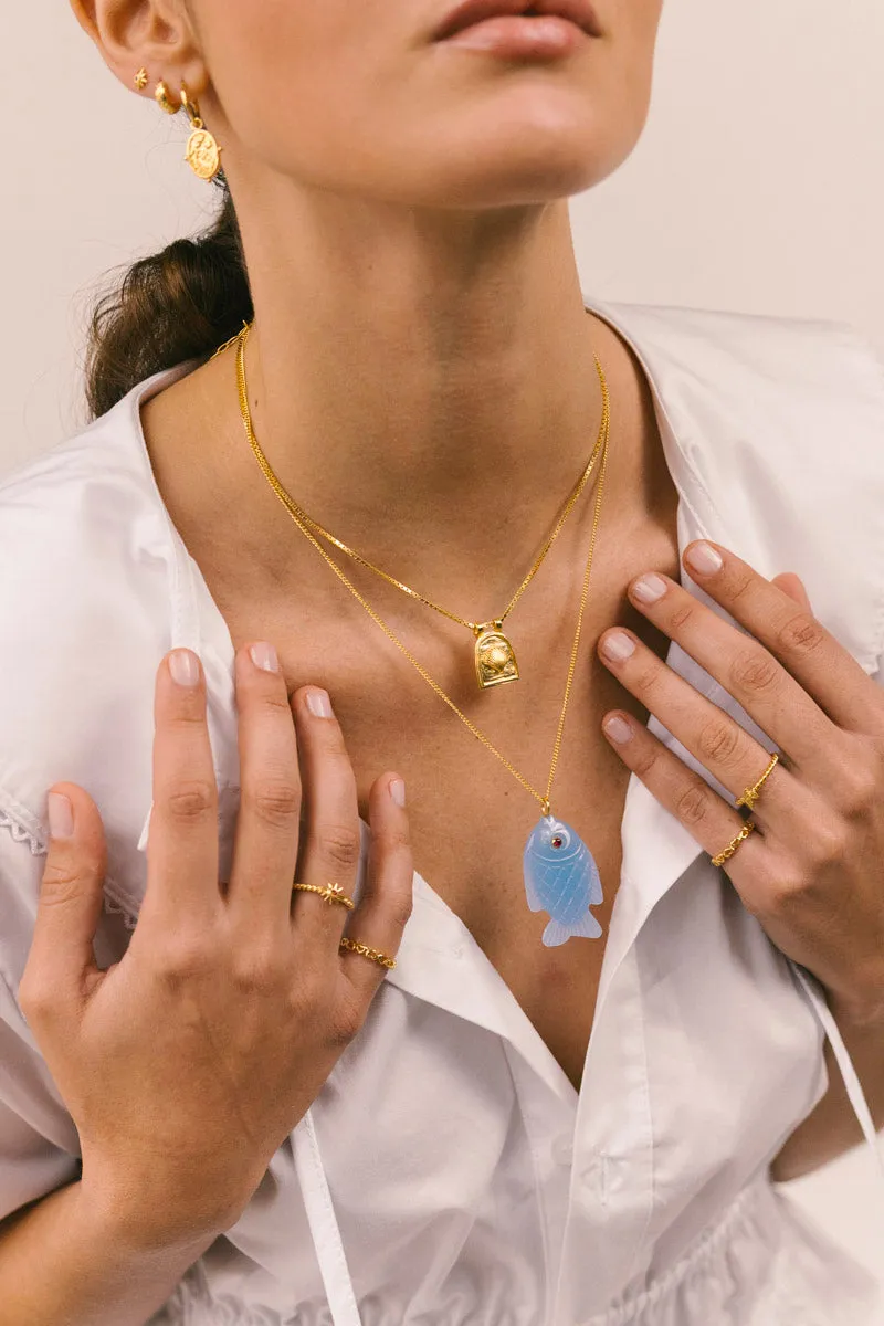 Blue Fish Necklace Gold Plated Wildthings Collectables