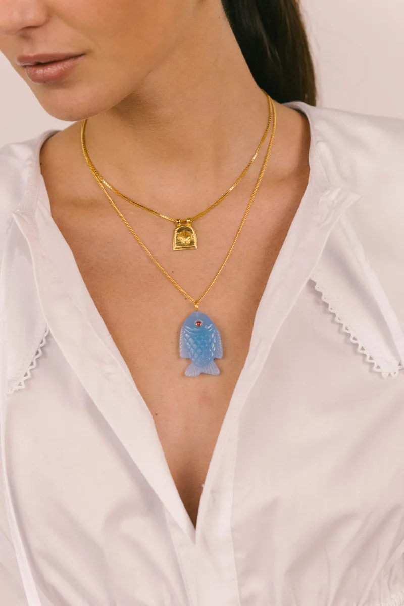 Blue Fish Necklace Gold Plated Wildthings Collectables