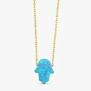 Blue Opal Hamsa Necklace, Ophelia SARAHELISE