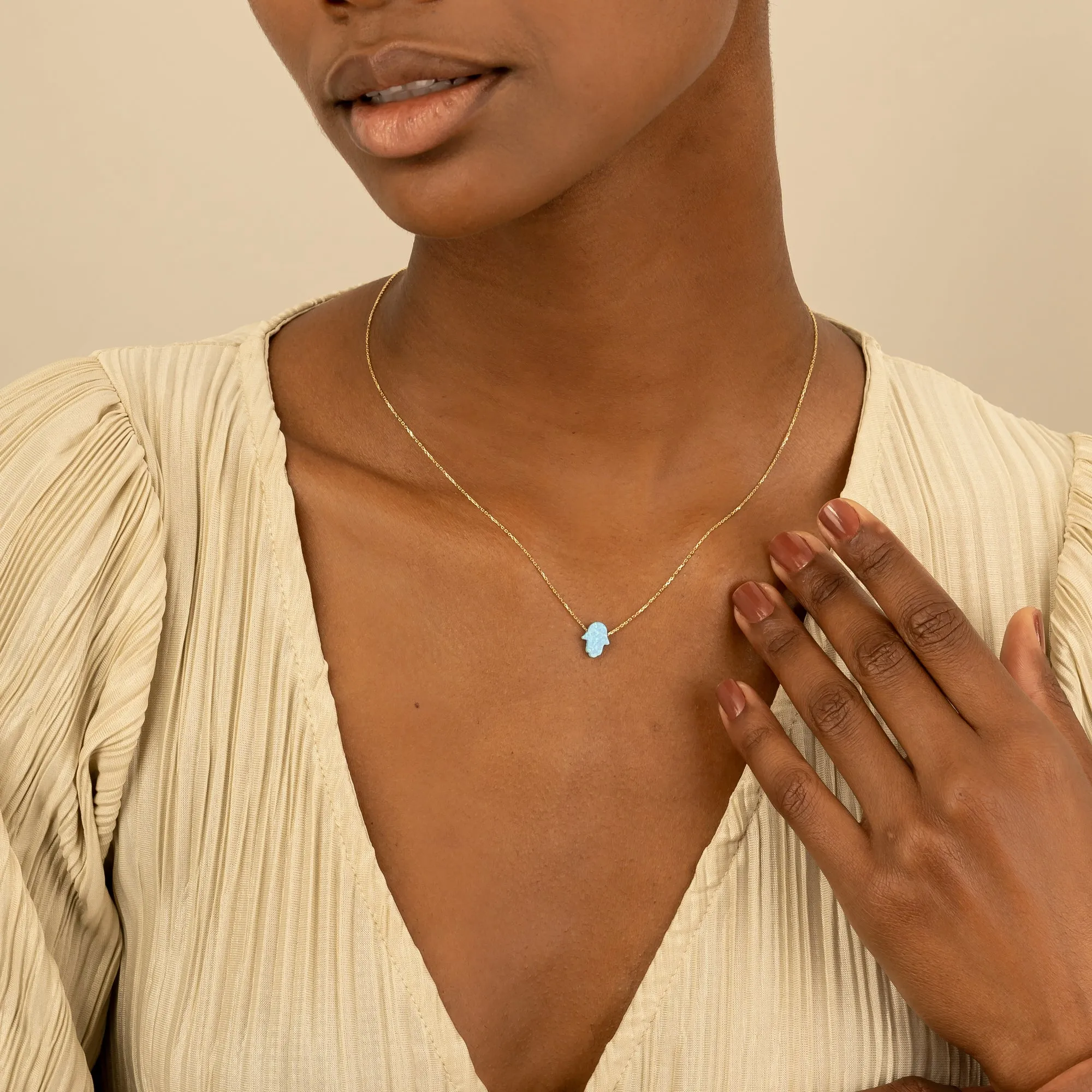 Blue Opal Hamsa Necklace, Ophelia SARAHELISE