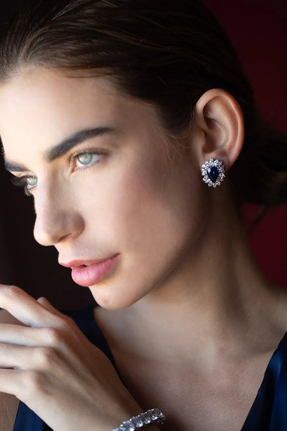 Blue Pear Marquise Earrings
