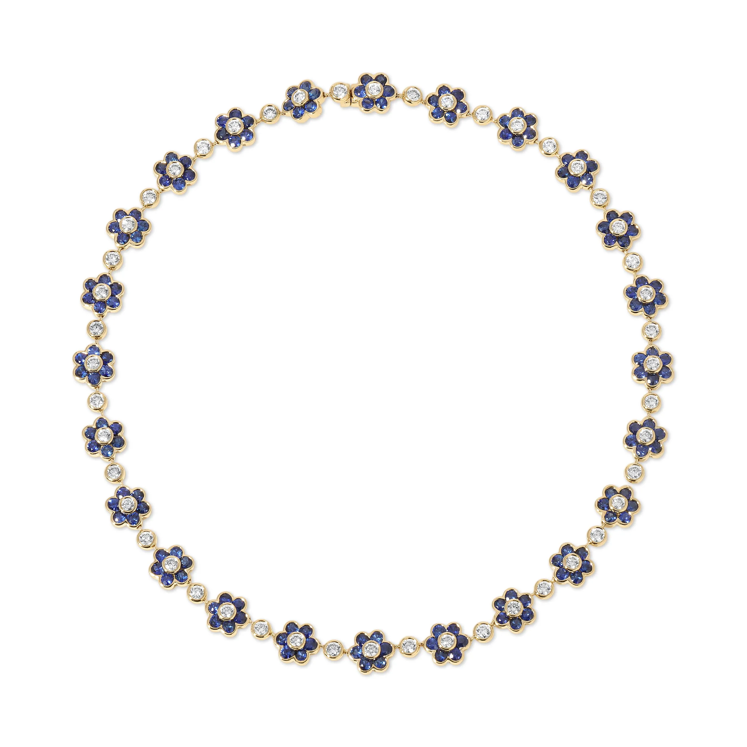 BLUE SAPPHIRE AND DIAMOND FLORA CHOKER Anita Ko