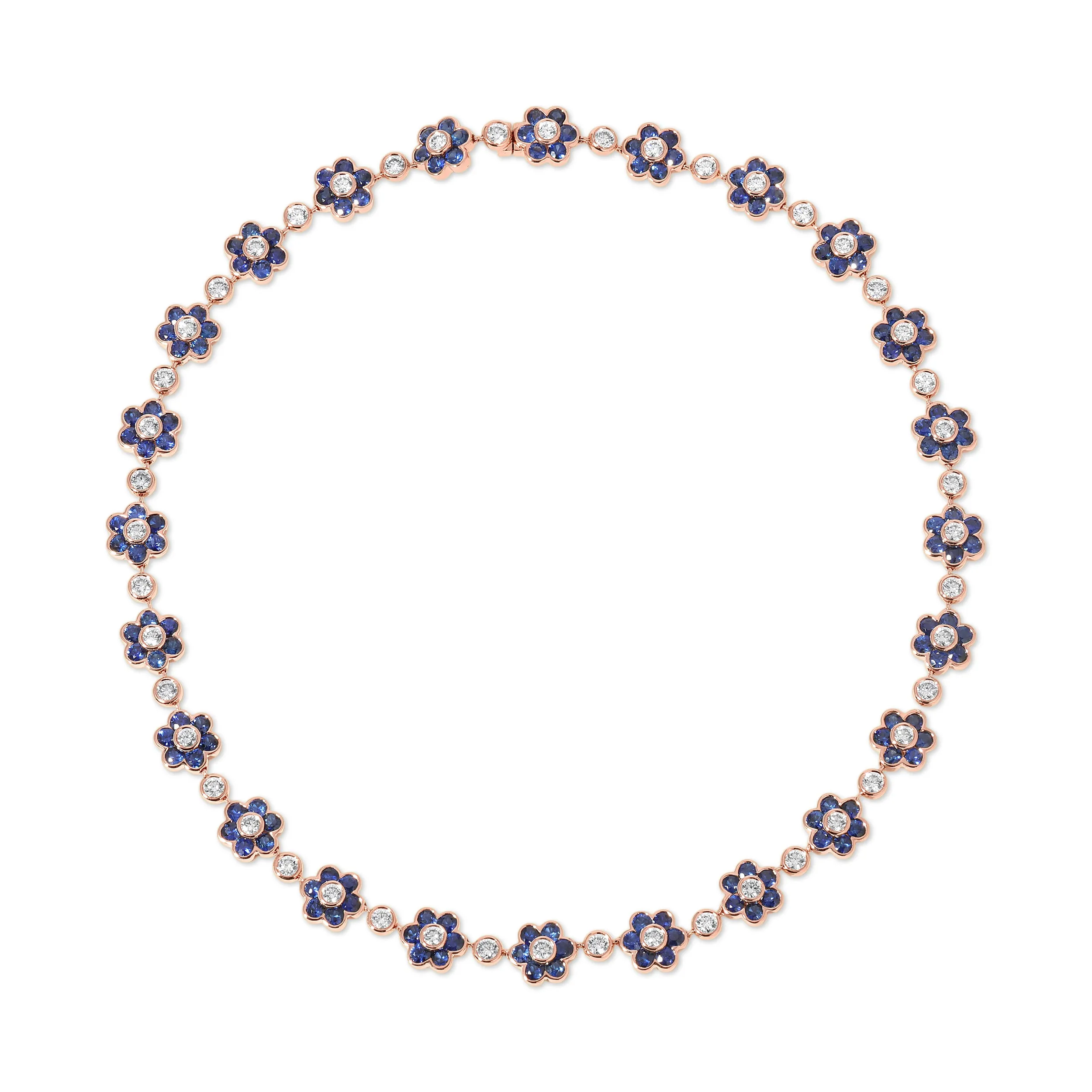 BLUE SAPPHIRE AND DIAMOND FLORA CHOKER Anita Ko