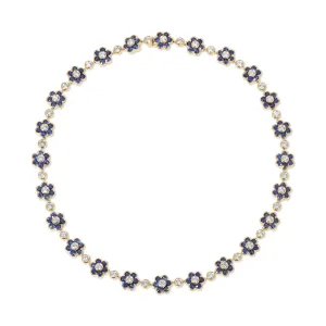 BLUE SAPPHIRE AND DIAMOND FLORA CHOKER Anita Ko