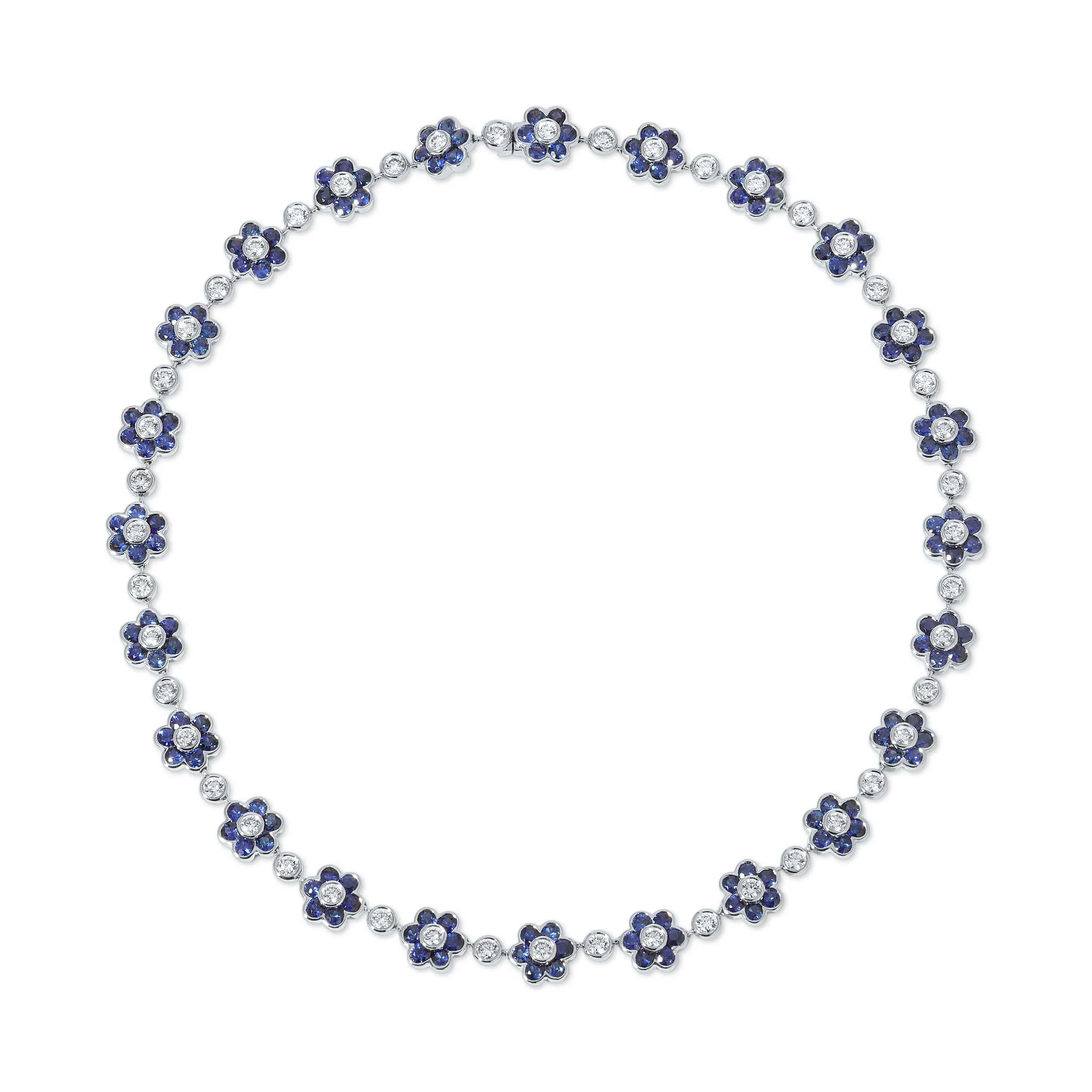 BLUE SAPPHIRE AND DIAMOND FLORA CHOKER Anita Ko