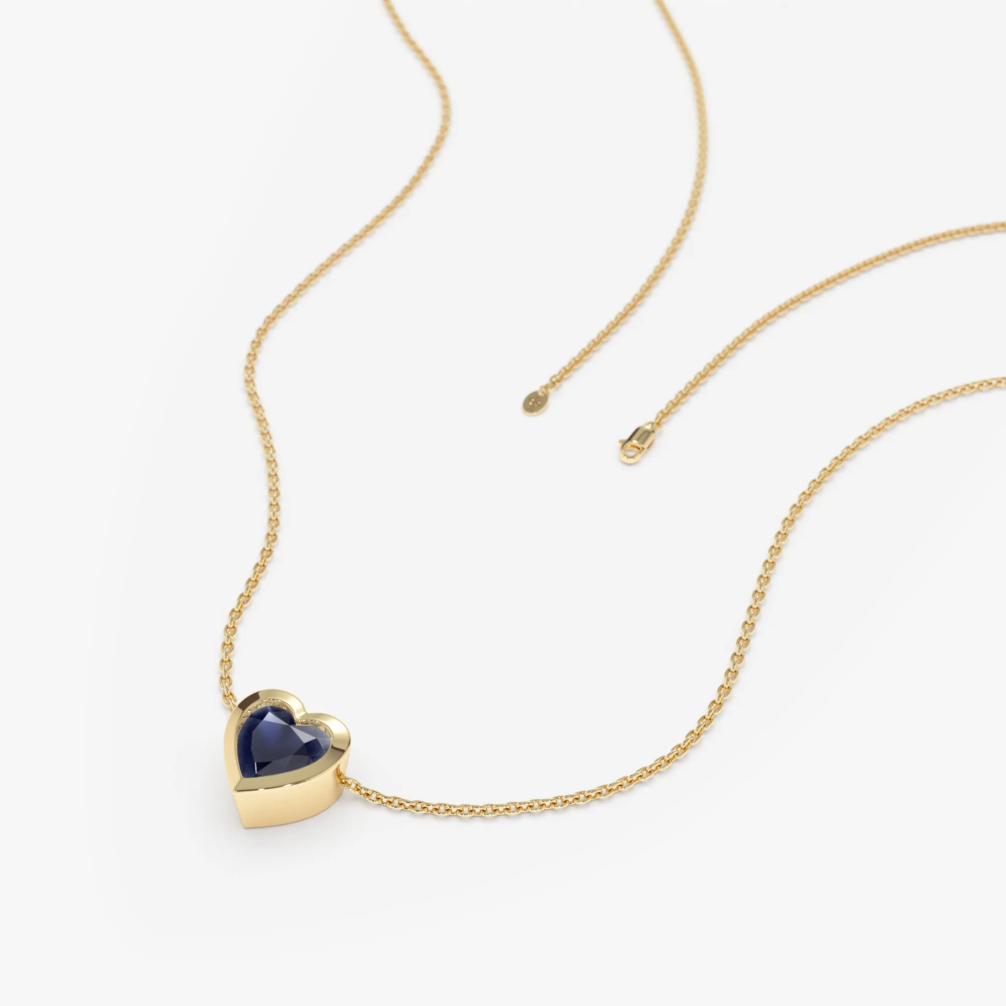 Blue Sapphire Heart Necklace, Ashly SARAHELISE