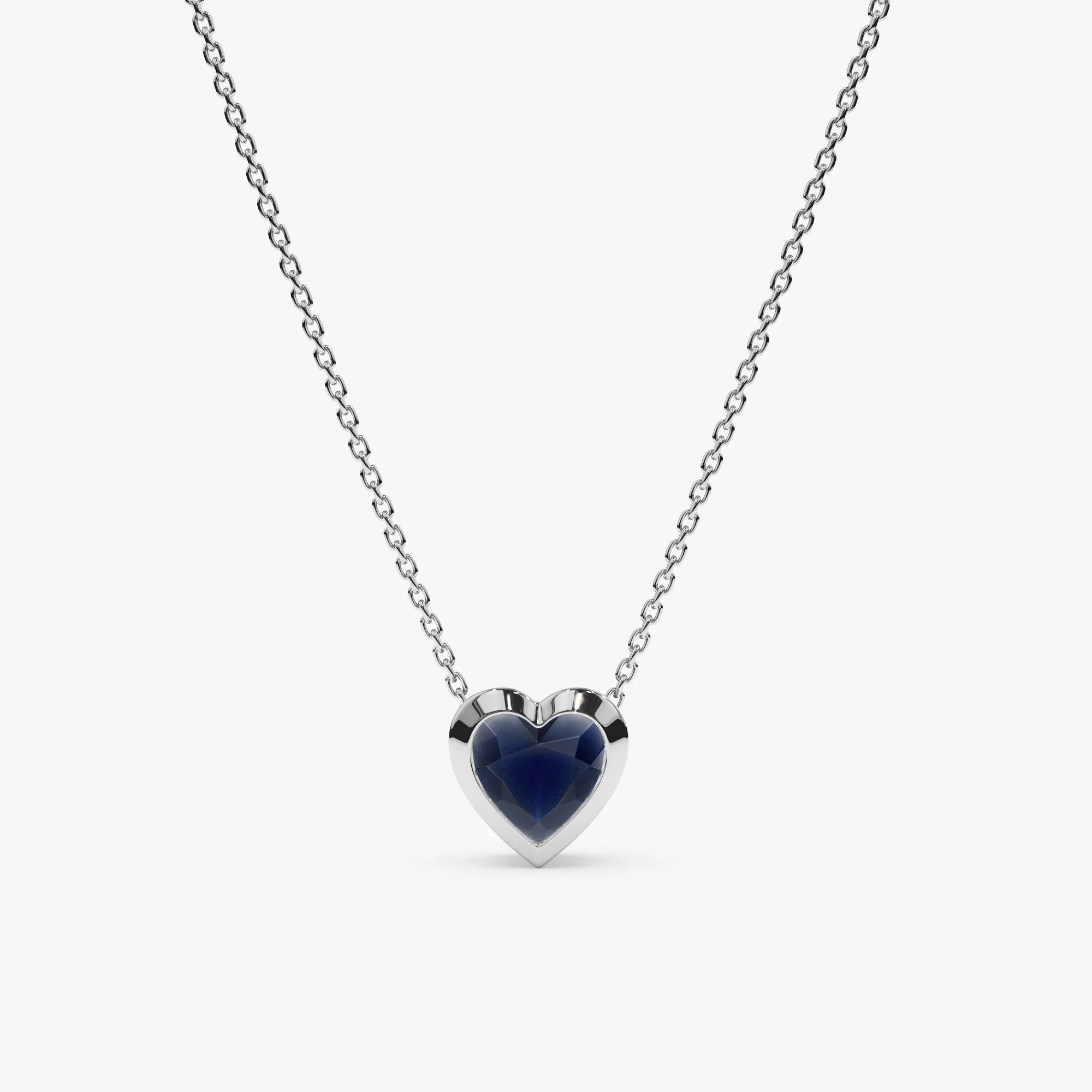 Blue Sapphire Heart Necklace, Ashly SARAHELISE