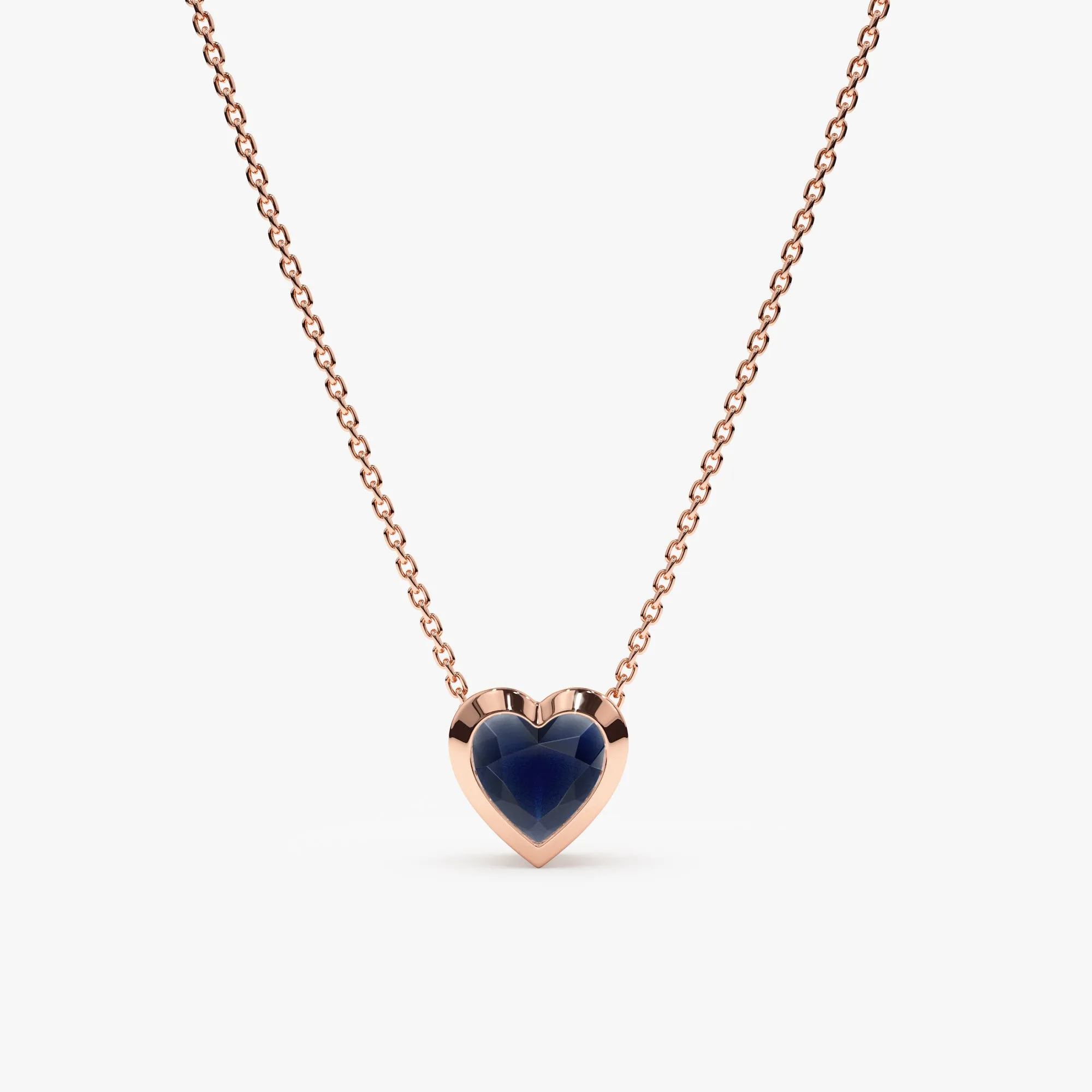 Blue Sapphire Heart Necklace, Ashly SARAHELISE