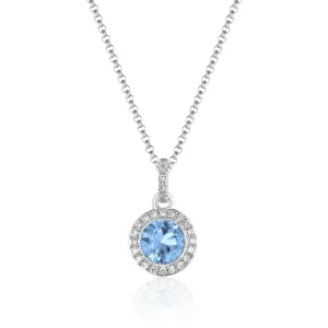 Blue Topaz & Diamond Halo 14K White Gold Martini Necklace Croghans