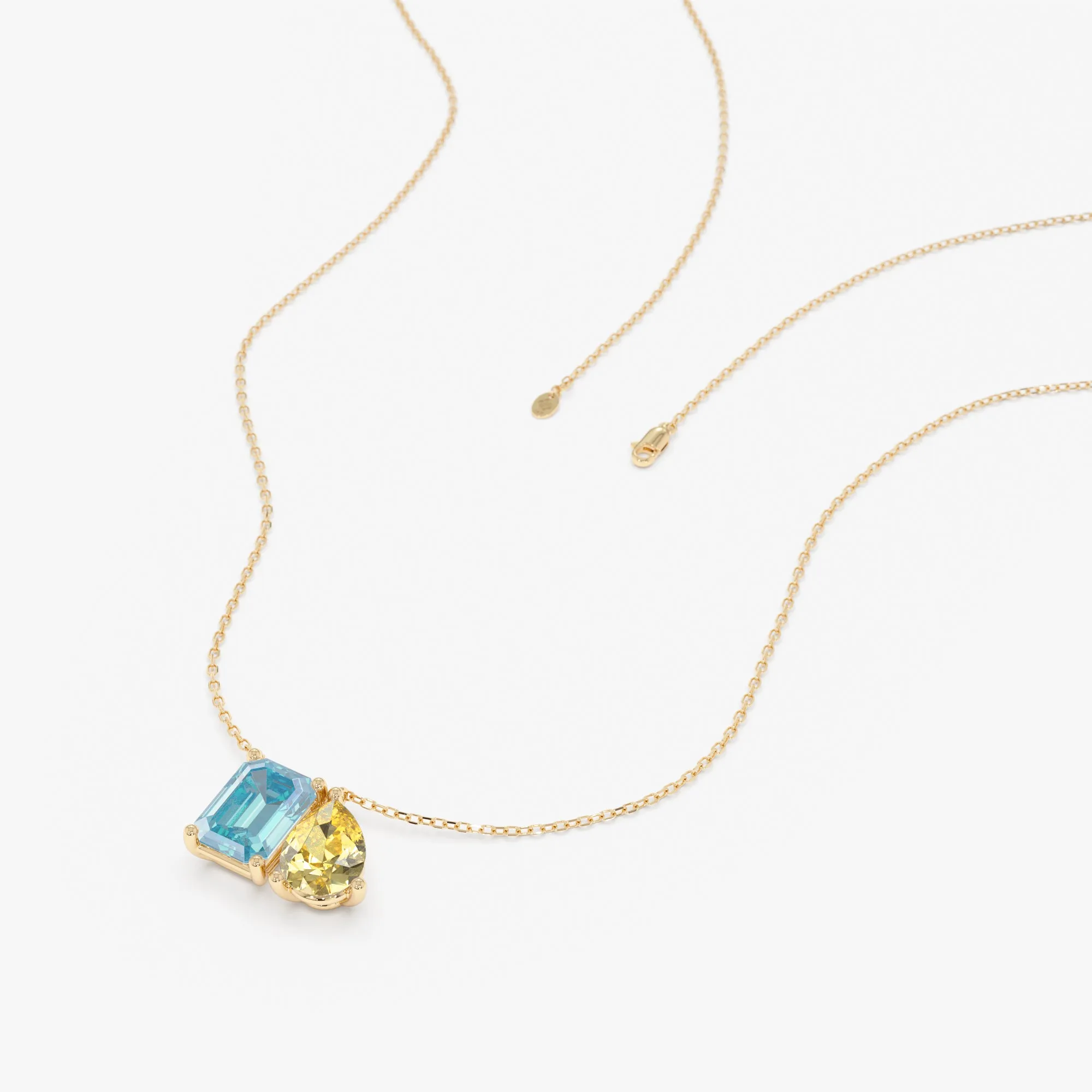 Blue Topaz and Citrine Toi et Moi Necklace, Grace SARAHELISE