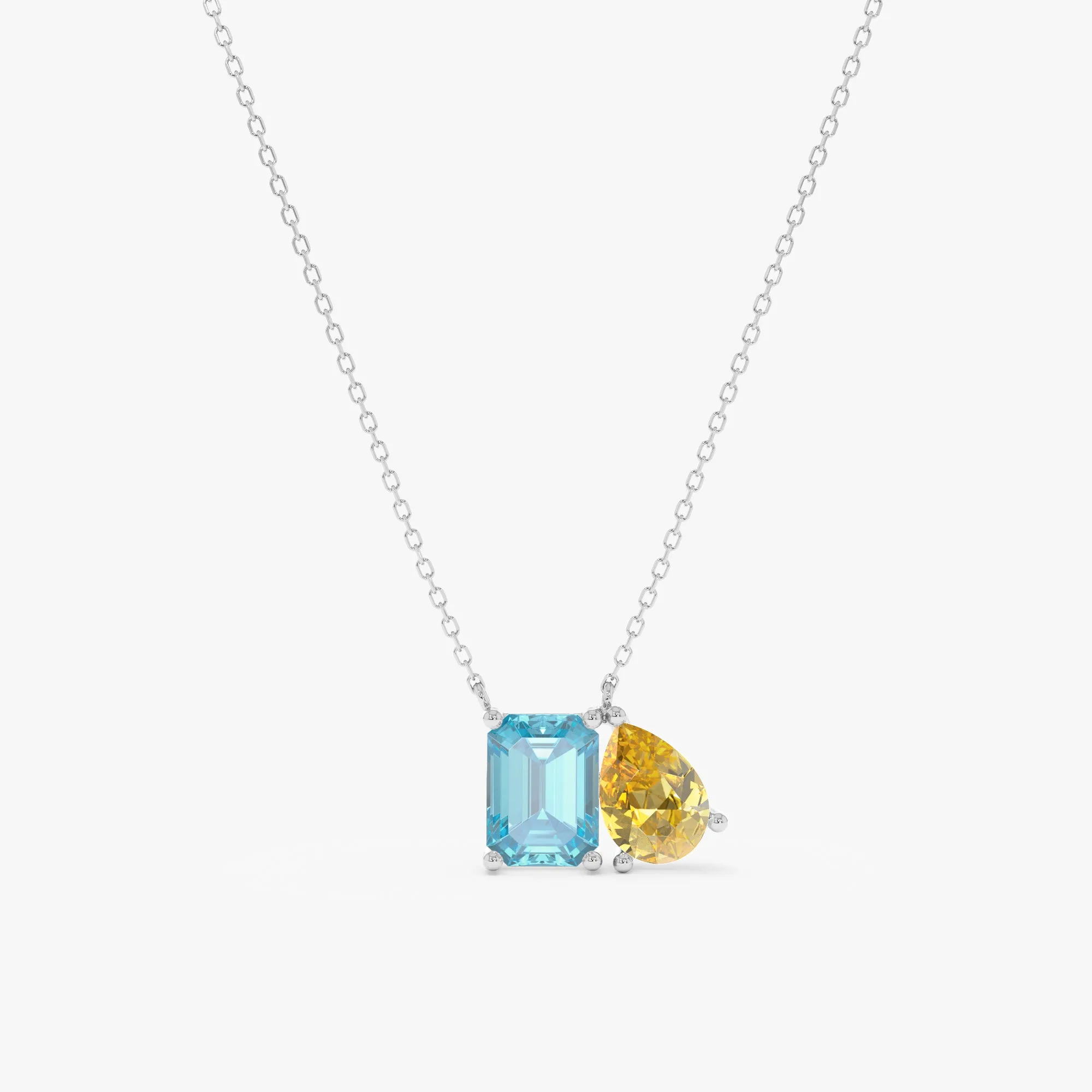 Blue Topaz and Citrine Toi et Moi Necklace, Grace SARAHELISE