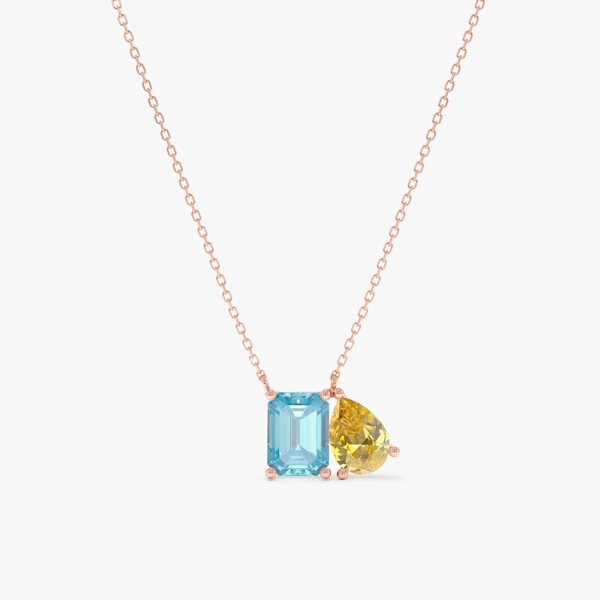 Blue Topaz and Citrine Toi et Moi Necklace, Grace SARAHELISE