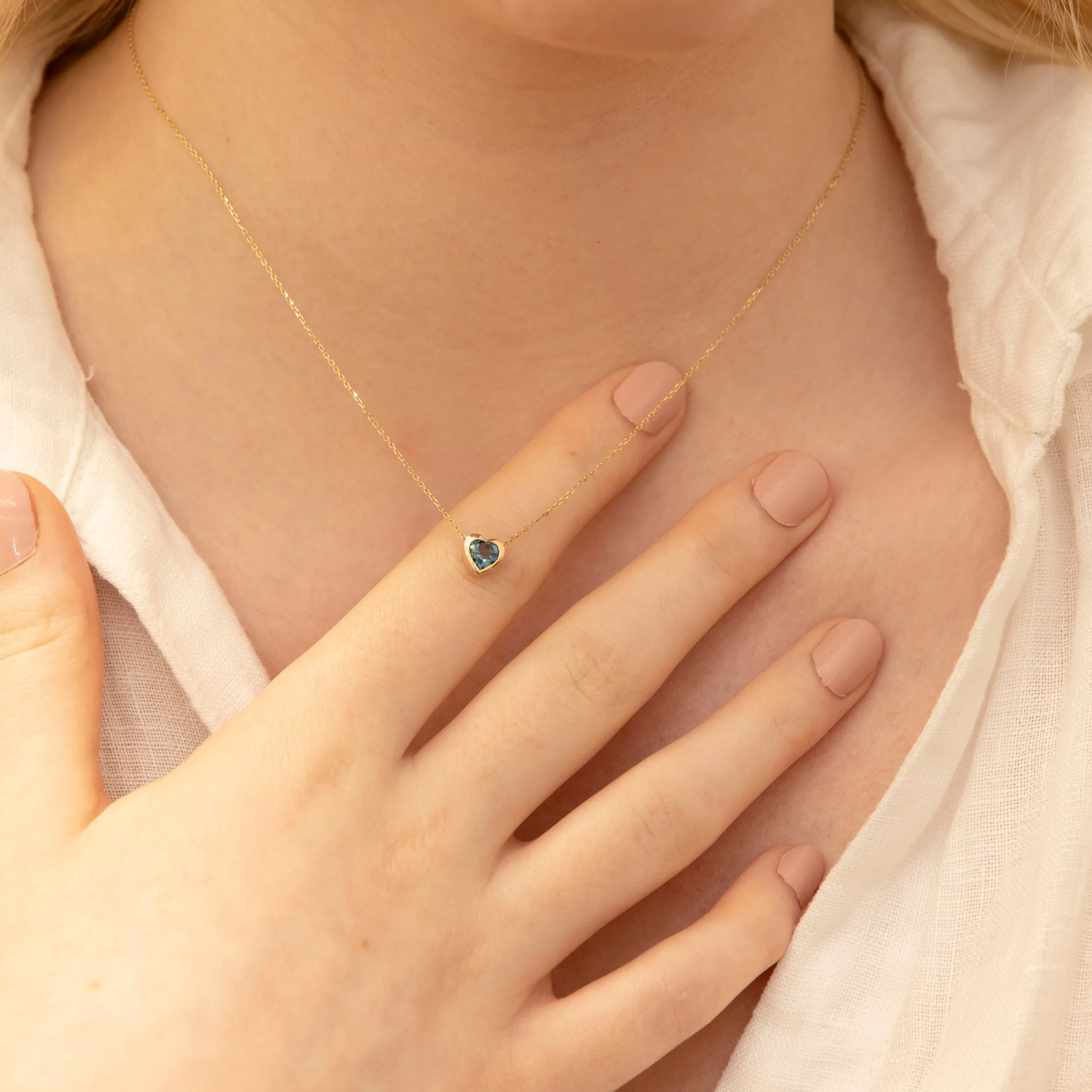 Blue Topaz Heart Necklace, Ashly SARAHELISE