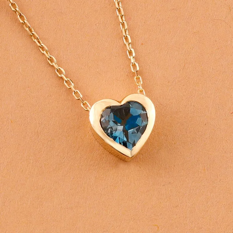 Blue Topaz Heart Necklace, Ashly SARAHELISE
