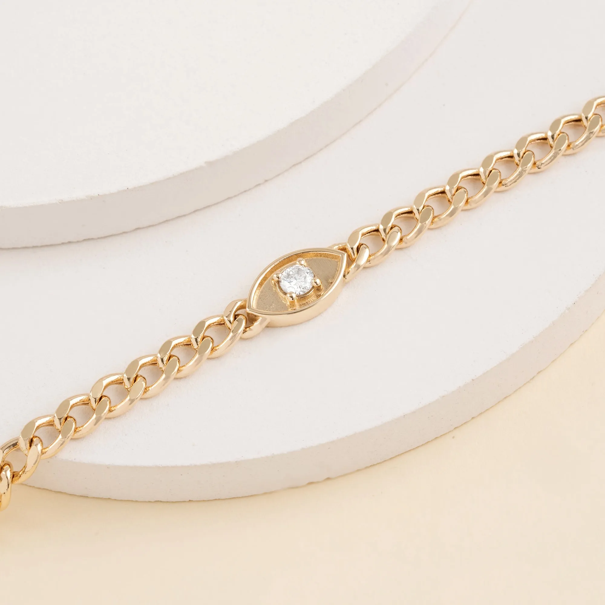 Bold Diamond Eye Cuban Chain Bracelet , Lisa SARAHELISE