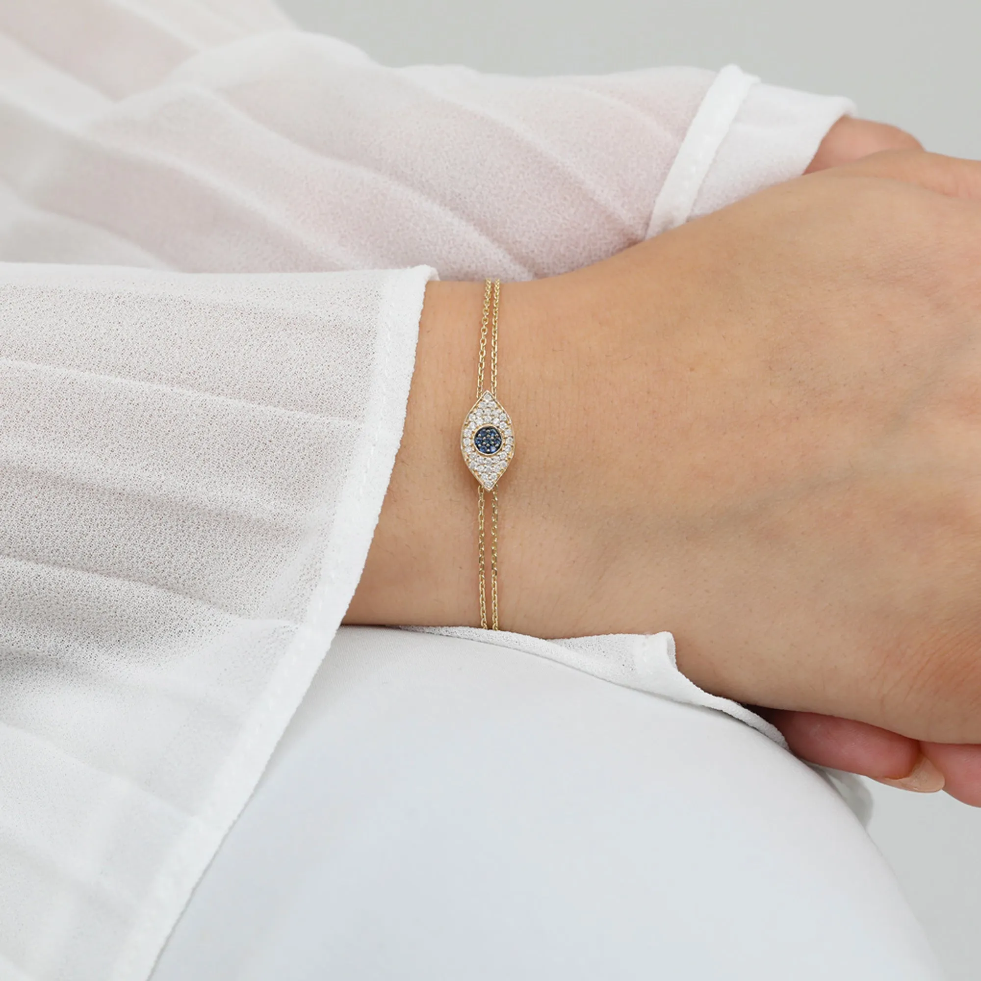 Bold Sapphire & Diamond Eye Bracelet, Elsie SARAHELISE