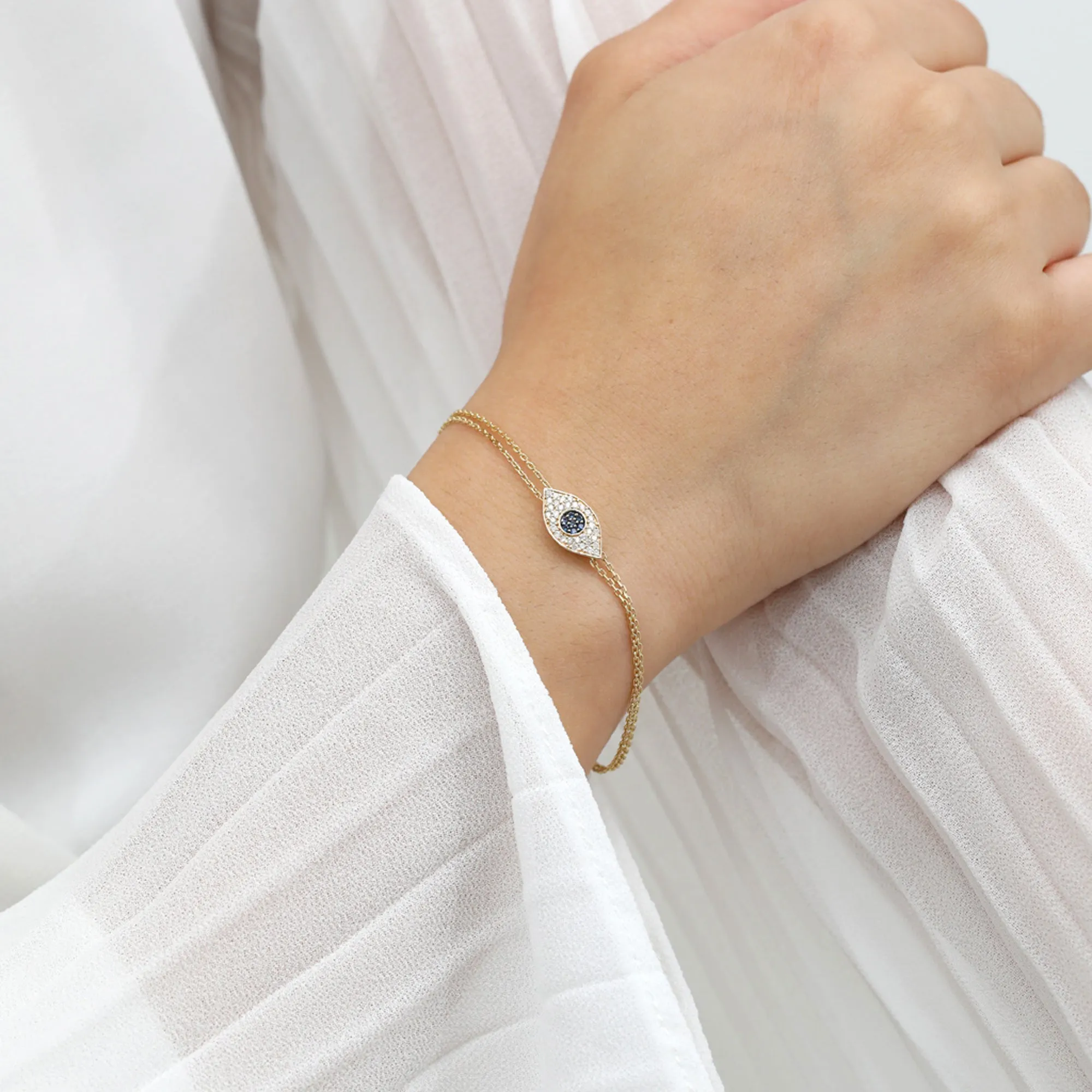 Bold Sapphire & Diamond Eye Bracelet, Elsie SARAHELISE