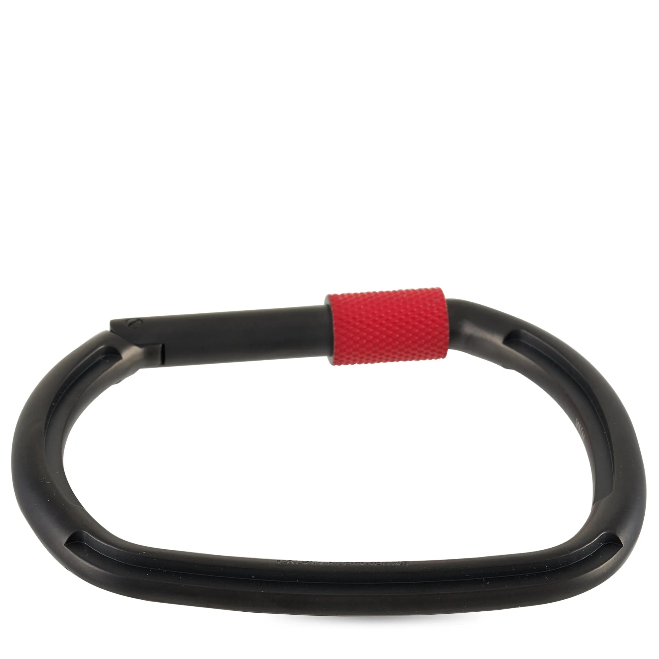 Calvin Klein Face Stainless Steel Black PVD Red Paint Closed Carabiner Bangle Bracelet Size Small