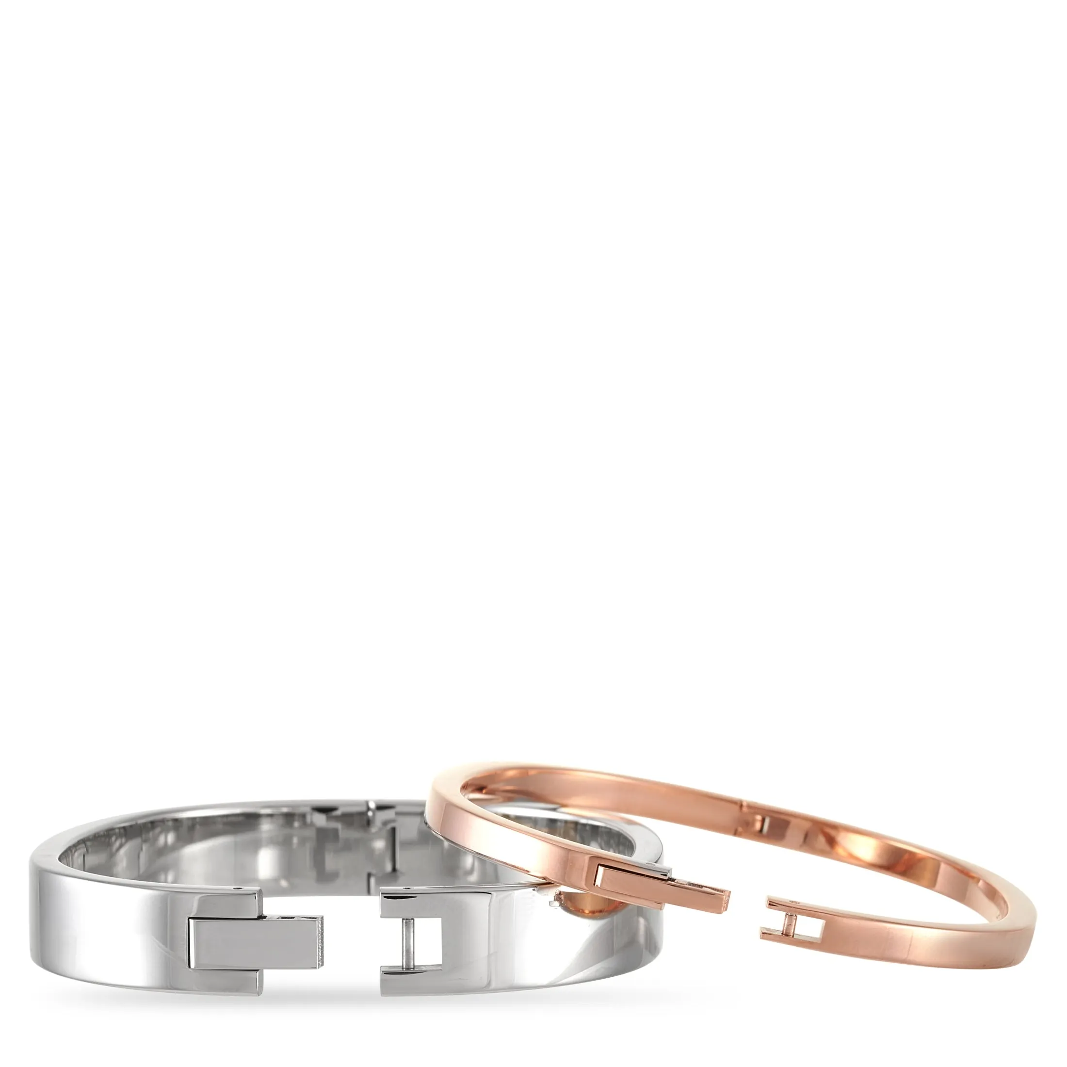 Calvin Klein Hook Stainless Steel Rose Gold PVD Closed Bangle Bracelet Set