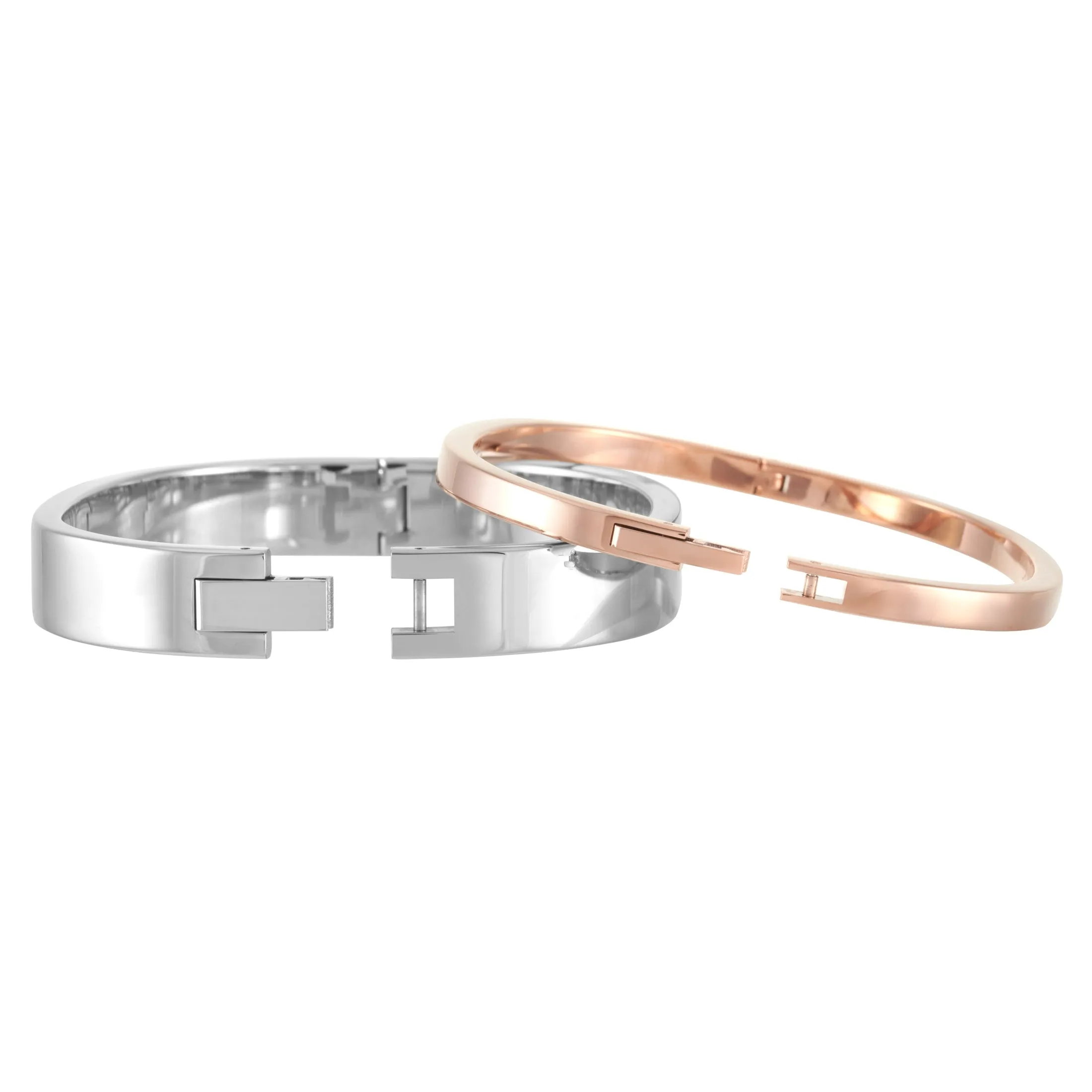 Calvin Klein Hook Stainless Steel Rose Gold PVD Closed Bangle Bracelet Set