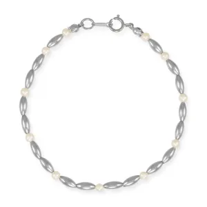 Charleston Mini Rice Bead Sterling Silver Pearl Bracelet