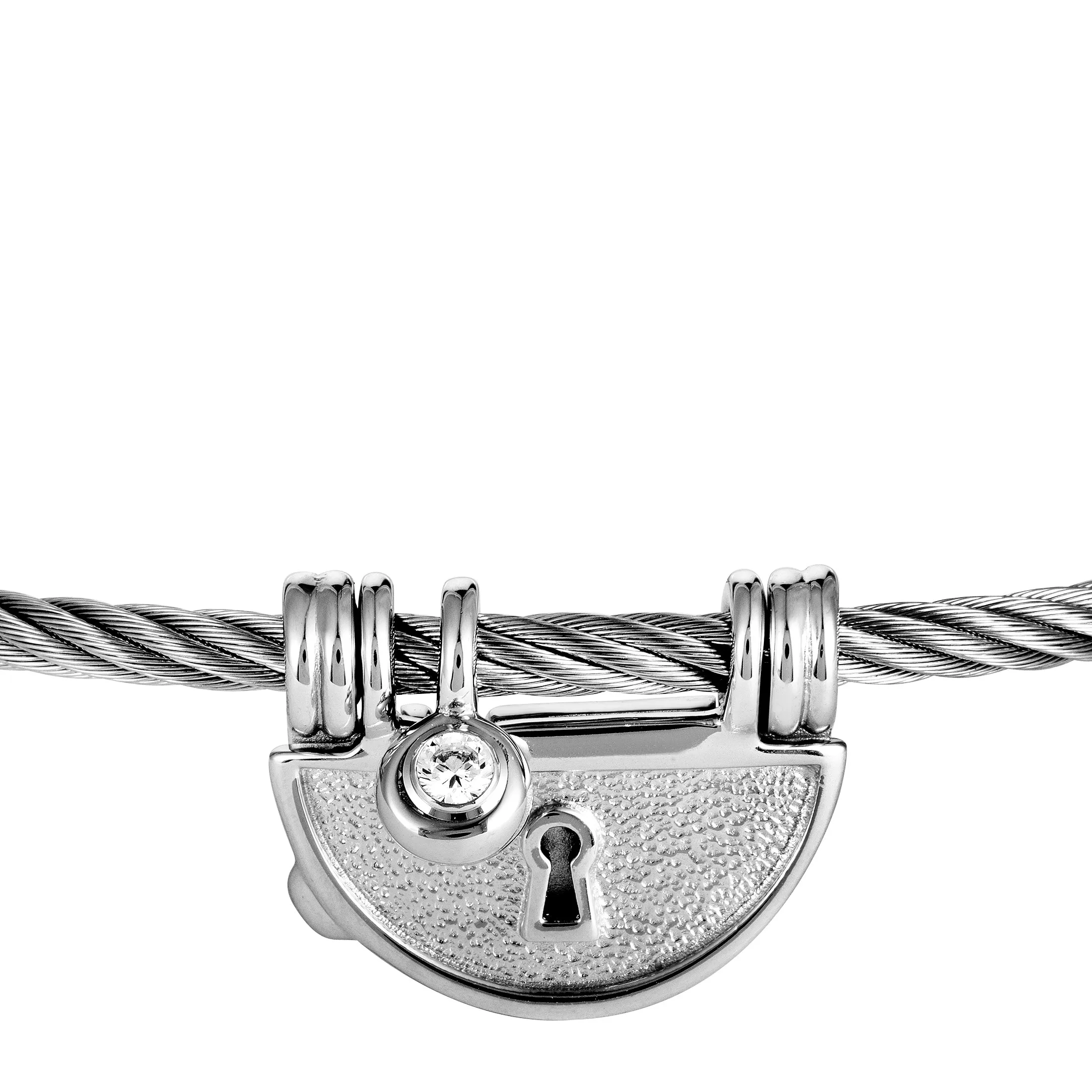 Charriol My Heart Sterling Silver and Cubic Zirconia Bangle Bracelet