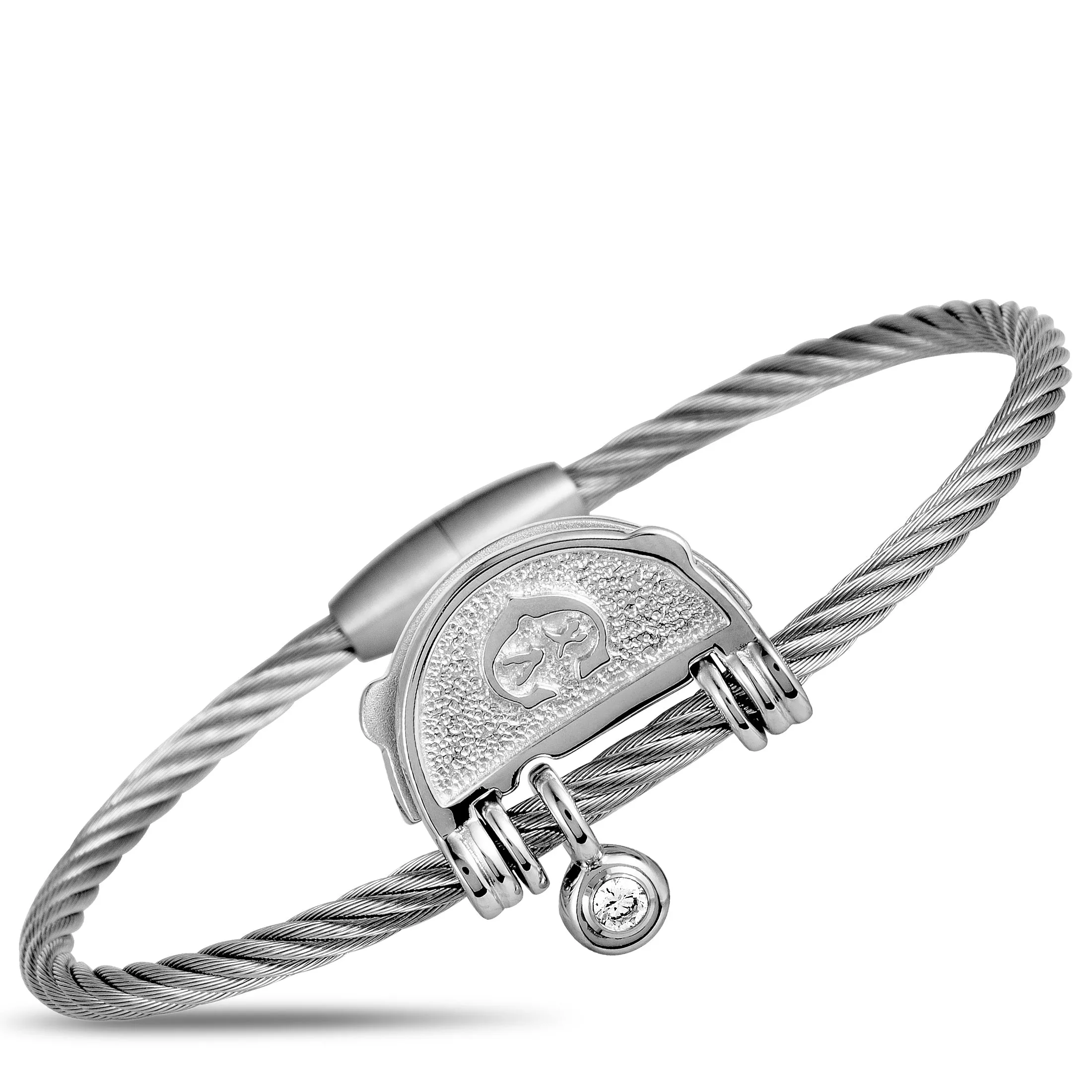 Charriol My Heart Sterling Silver and Cubic Zirconia Bangle Bracelet