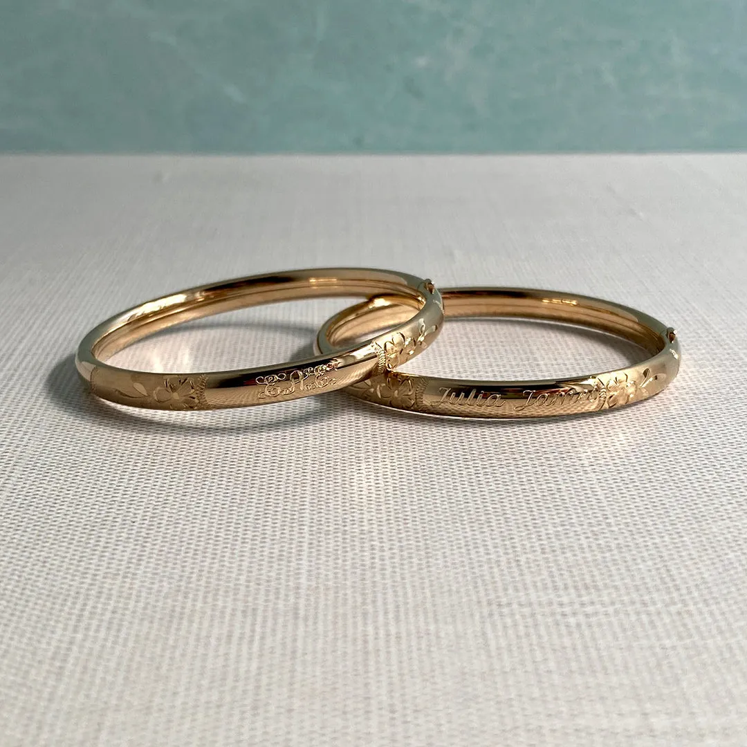 Child 14K Gold-Filled Floral Signet Bangle
