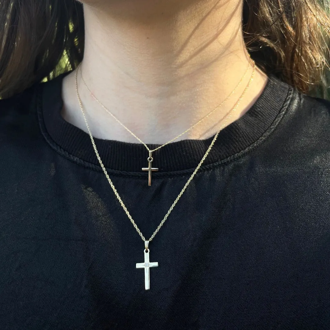 Child 14K Yellow Gold 10x21mm Cross Pendant Necklace Croghans