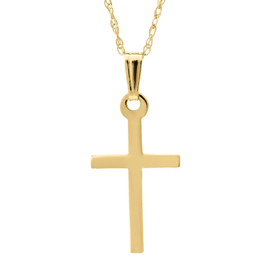 Child 14K Yellow Gold 10x21mm Cross Pendant Necklace Croghans