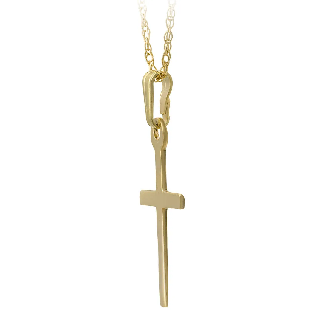 Child 14K Yellow Gold 10x21mm Cross Pendant Necklace Croghans