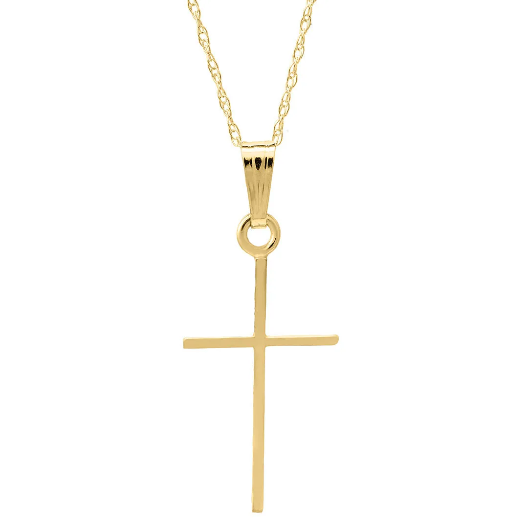 Child 14K Yellow Gold 11x24mm Cross Pendant Necklace Croghans