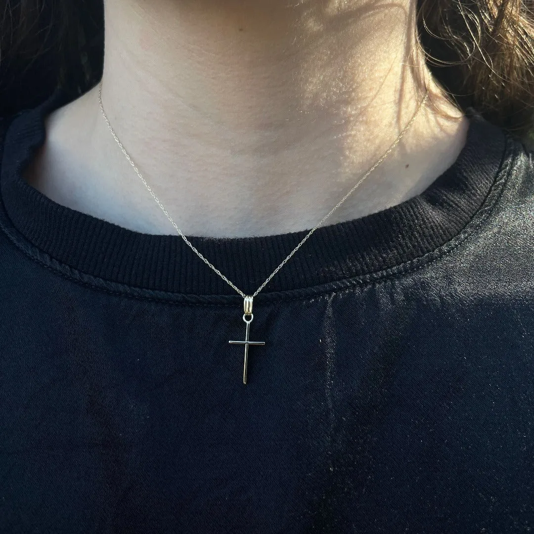 Child 14K Yellow Gold 11x24mm Cross Pendant Necklace Croghans