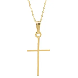 Child 14K Yellow Gold 11x24mm Cross Pendant Necklace Croghans