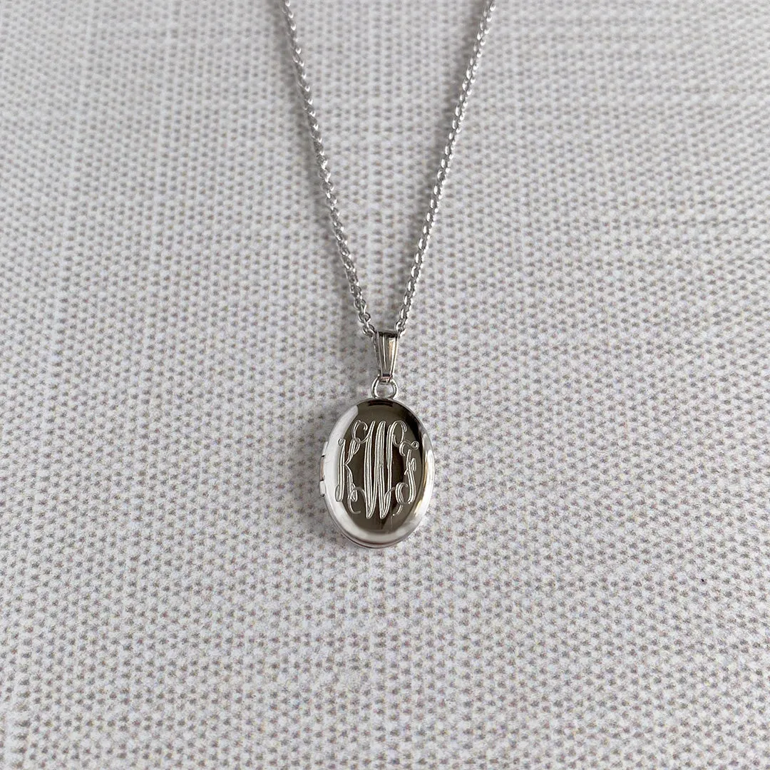 Child Sterling Silver Oval Locket Necklace Croghans
