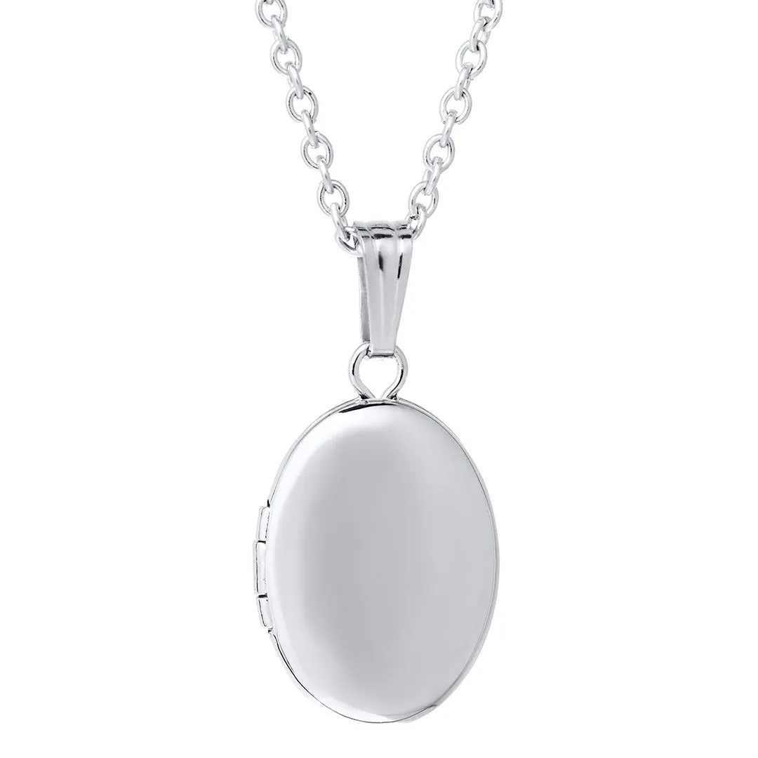 Child Sterling Silver Oval Locket Necklace Croghans