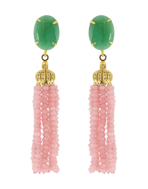 Chrysoprase And Opal Tassel Earrings