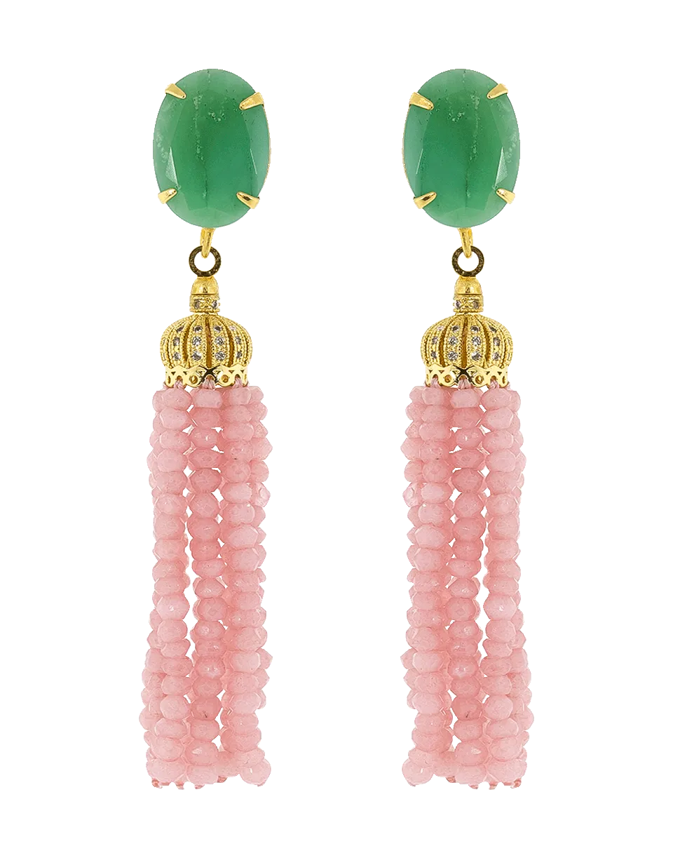 Chrysoprase And Opal Tassel Earrings