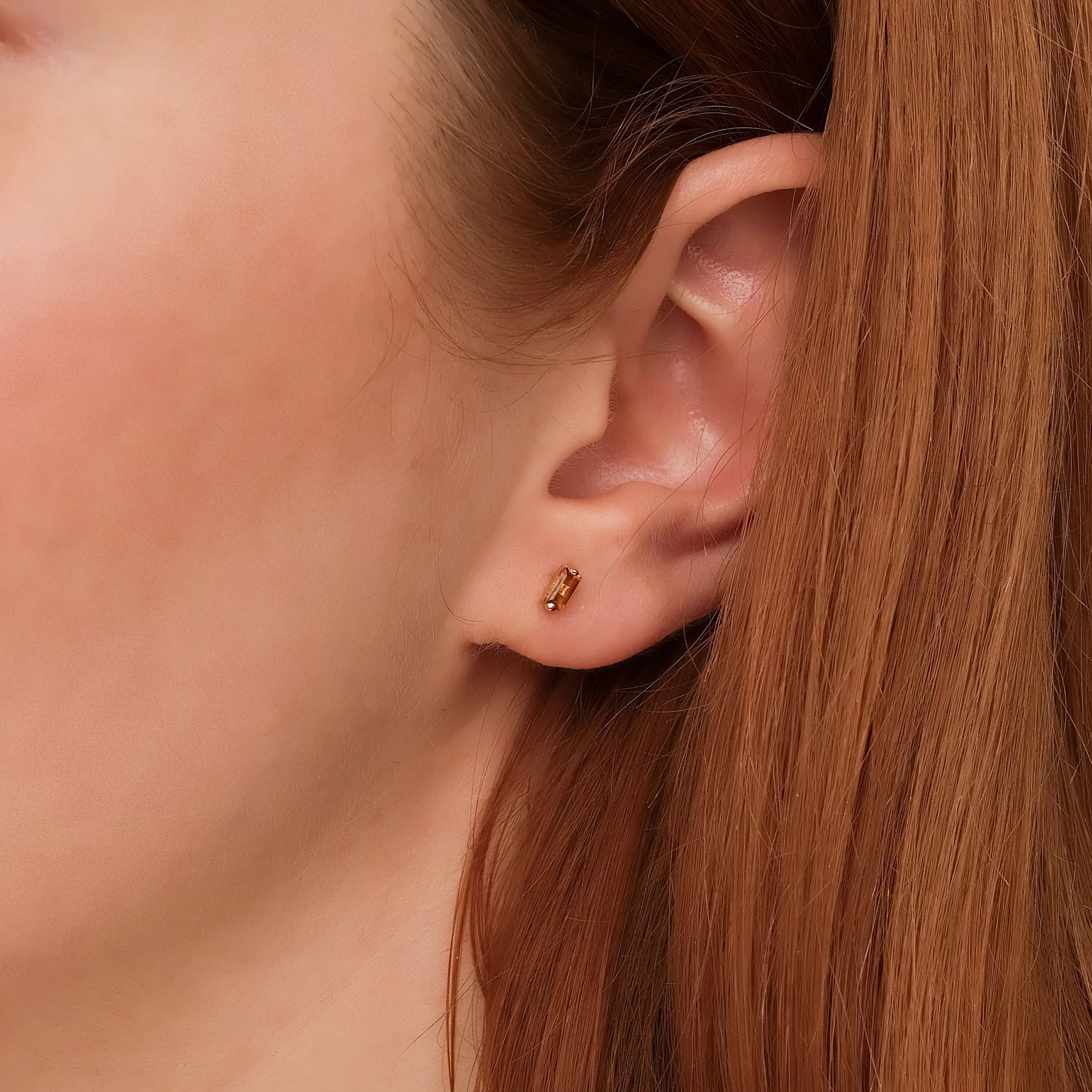 Citrine Baguette Stud Earrings, Lupita SARAHELISE
