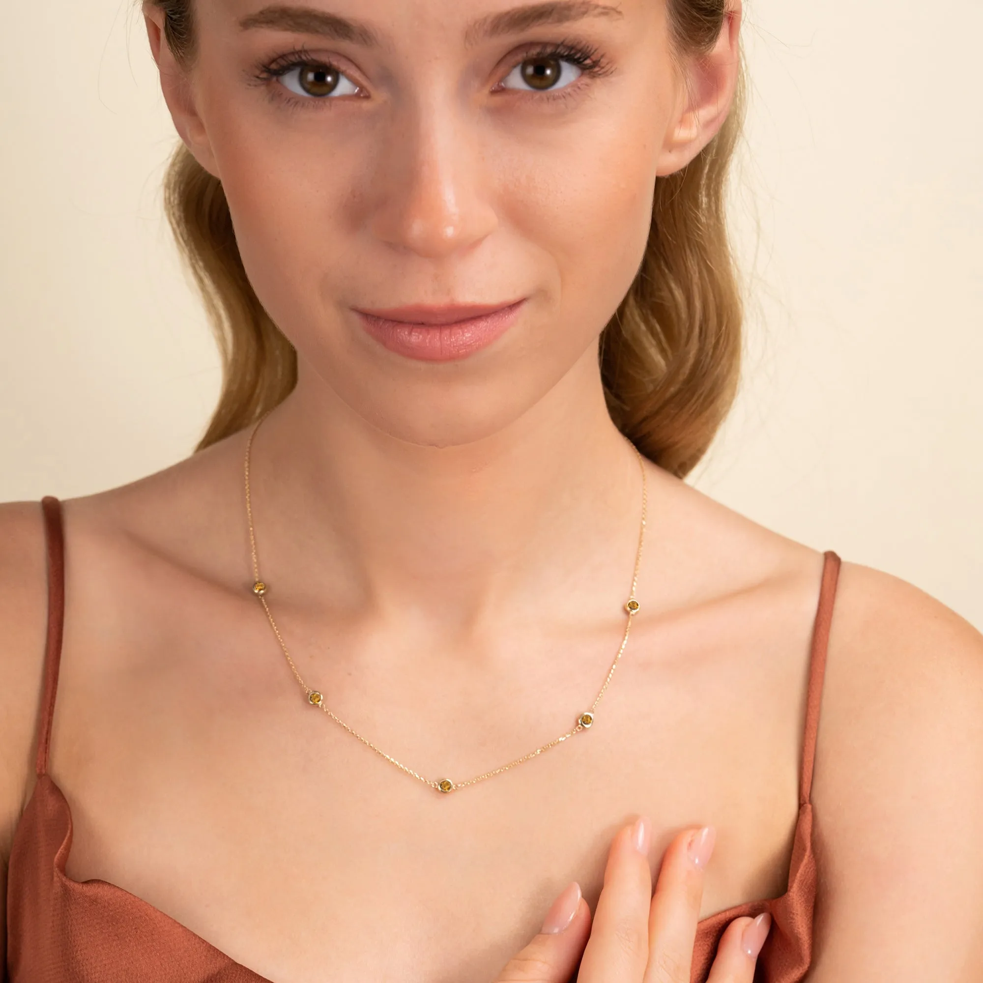 Citrine Station Necklace, Gwen SARAHELISE
