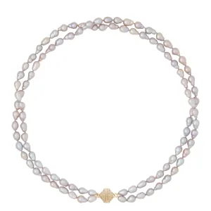 Clara Williams Baroque Grey Pearl Double Strand Necklace Croghans