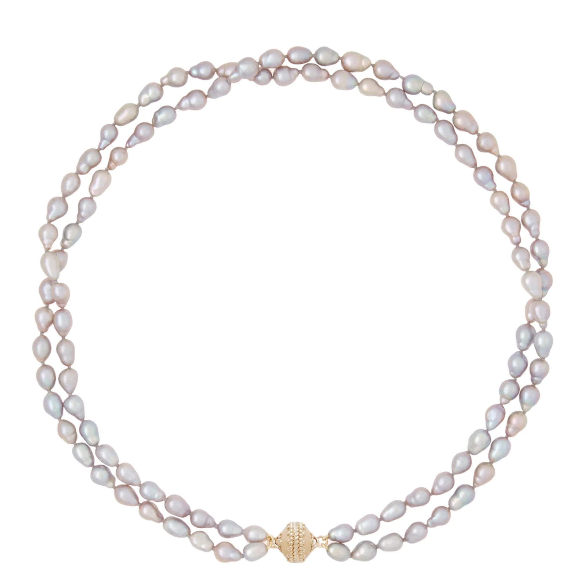 Clara Williams Baroque Grey Pearl Double Strand Necklace Croghans