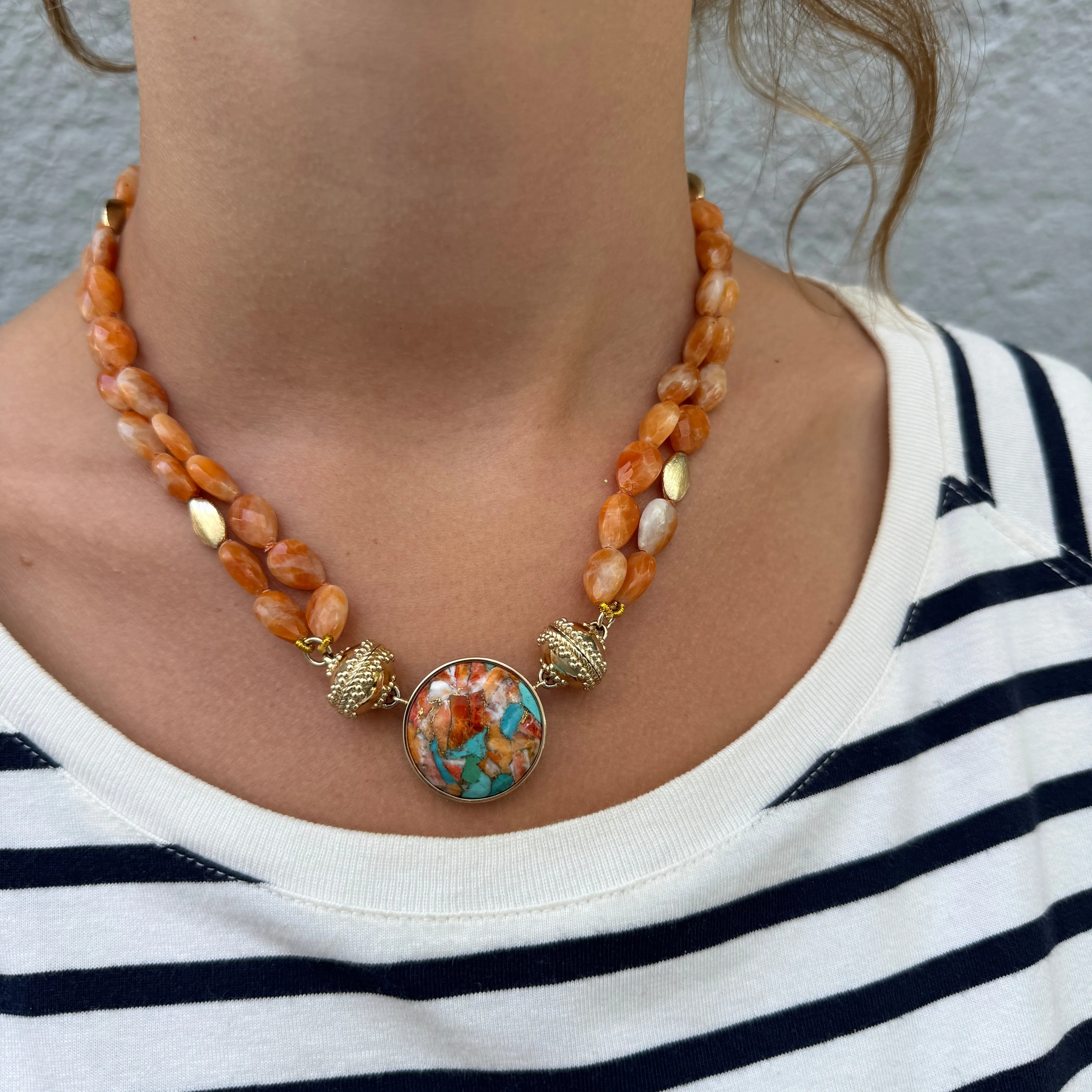 Clara Williams Gold Rush Orange Calcite Double-Strand Necklace Croghans