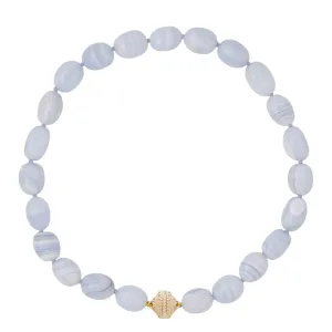 Clara Williams Helen Blue Lace Agate Tumbled Necklace Croghans