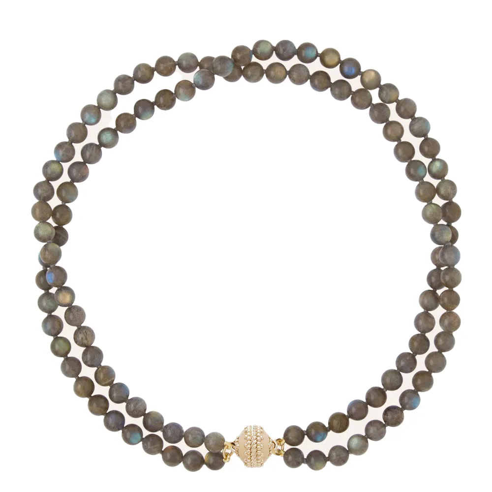 Clara Williams Victoire Labradorite 7mm Double Strand Necklace Croghans